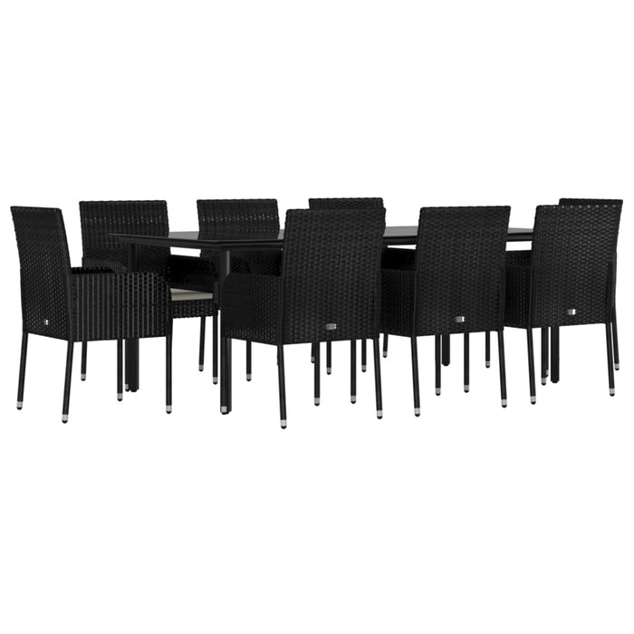 Set mobilier de grădină cu perne, 9 piese, negru, poliratan - WALTI WALTI
