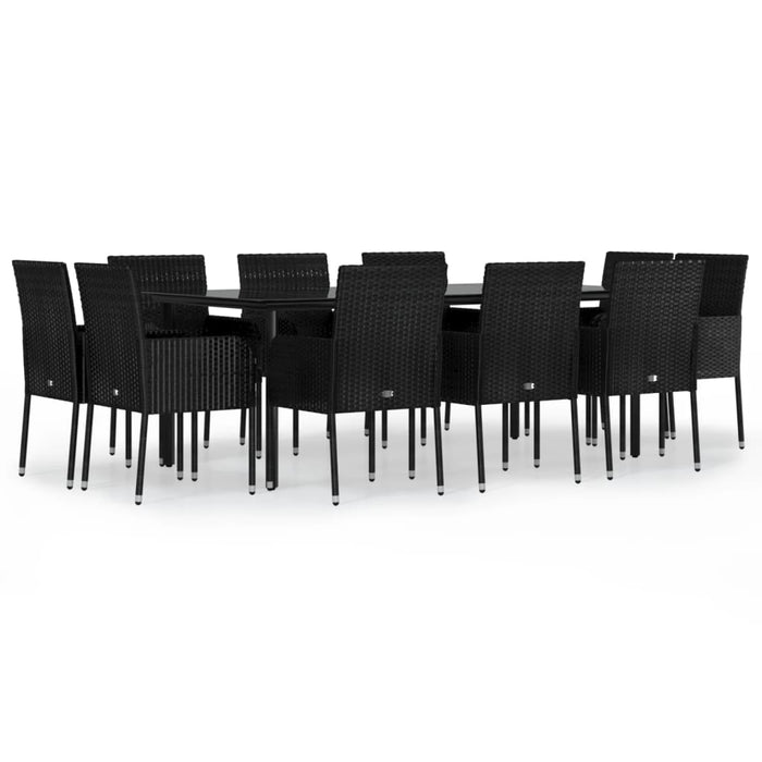 Set mobilier de exterior cu perne, 11 piese, negru, poliratan - WALTI WALTI