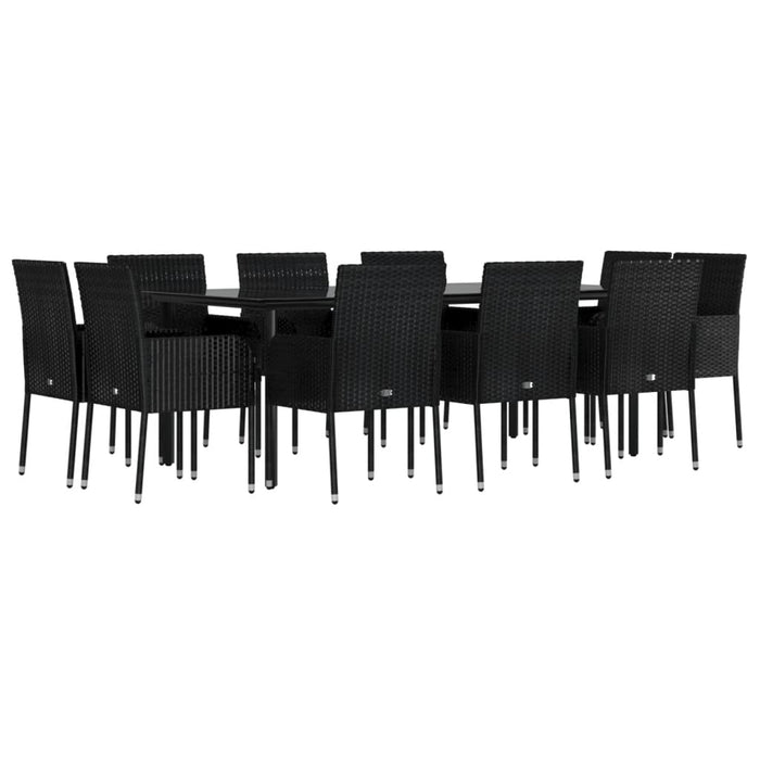 Set mobilier de exterior cu perne, 11 piese, negru, poliratan - WALTI WALTI