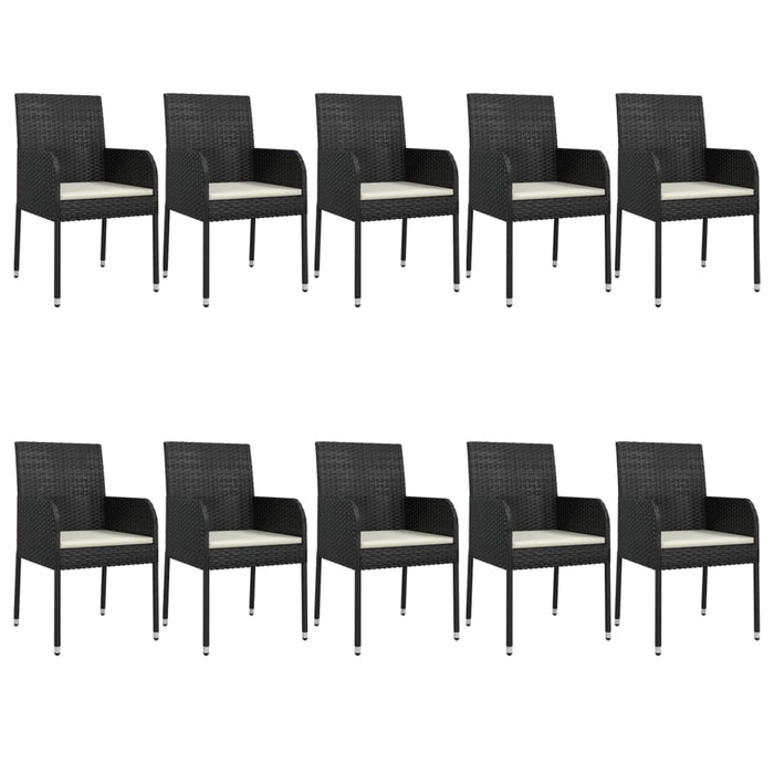 Set mobilier de exterior cu perne, 11 piese, negru, poliratan - WALTI WALTI