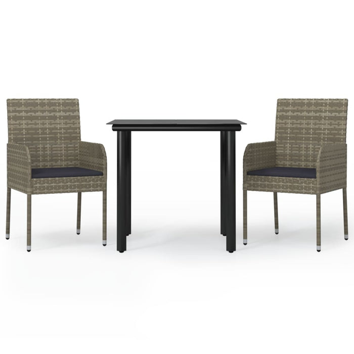 Set mobilier de grădină cu perne, 3 piese, negru/gri, poliratan - WALTI WALTI