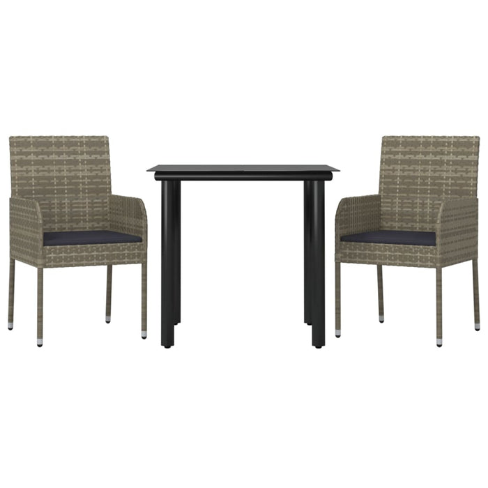 Set mobilier de grădină cu perne, 3 piese, negru/gri, poliratan - WALTI WALTI