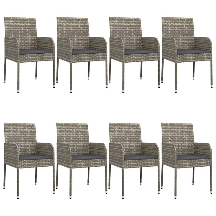Set mobilier de grădină cu perne, 9 piese, negru/gri, poliratan WALTI