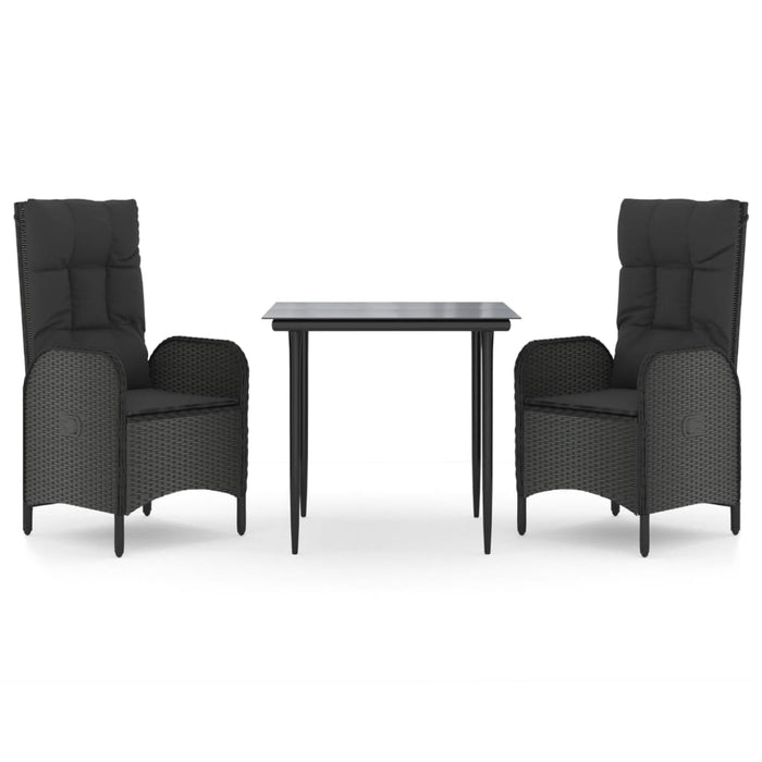 Set mobilier de grădină cu perne, 3 piese, negru, poliratan - WALTI WALTI