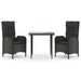 Set mobilier de grădină cu perne, 3 piese, negru, poliratan - WALTI WALTI