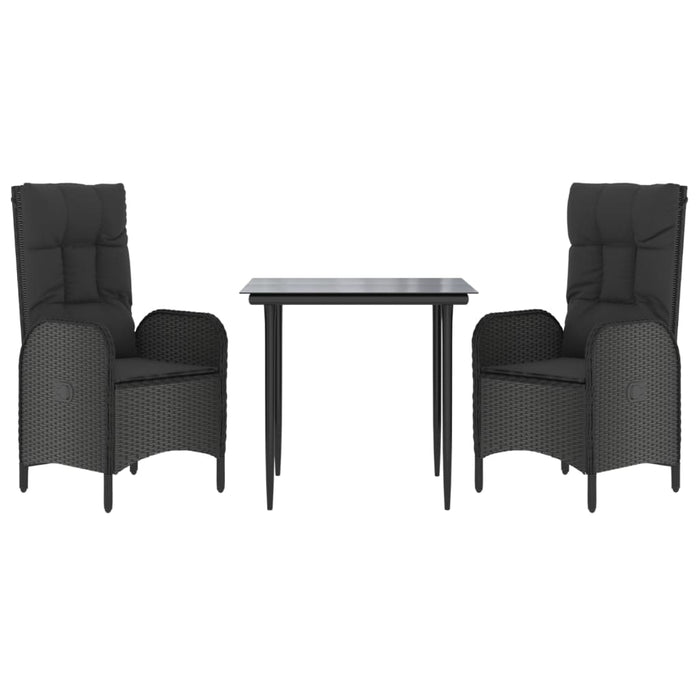 Set mobilier de grădină cu perne, 3 piese, negru, poliratan - WALTI WALTI