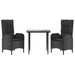 Set mobilier de grădină cu perne, 3 piese, negru, poliratan - WALTI WALTI