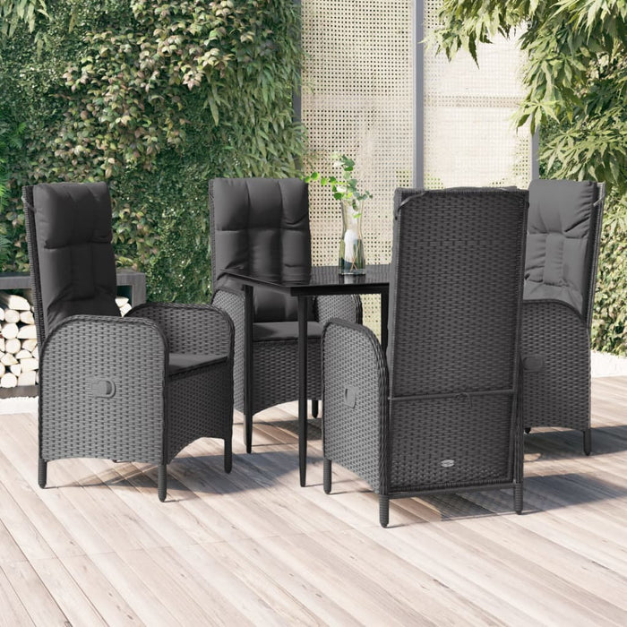 Set mobilier de grădină cu perne, 5 piese, negru, poliratan - WALTI WALTI