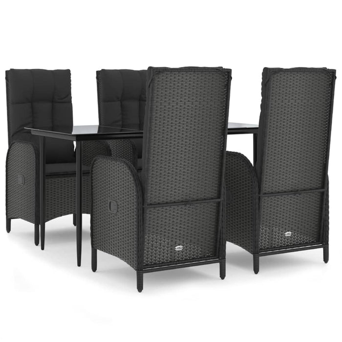Set mobilier de grădină cu perne, 5 piese, negru, poliratan - WALTI WALTI