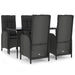 Set mobilier de grădină cu perne, 5 piese, negru, poliratan - WALTI WALTI
