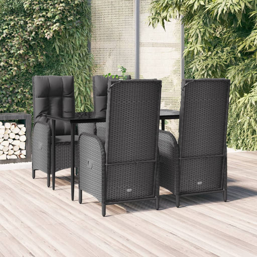 Set mobilier de grădină cu perne, 5 piese, negru, poliratan - WALTI WALTI