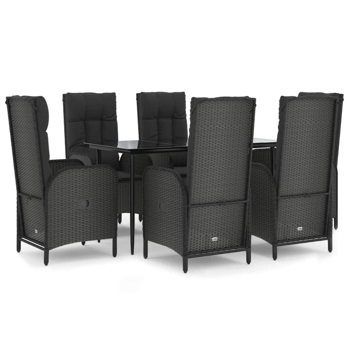 Set mobilier de grădină cu perne, 7 piese, negru, poliratan - WALTI WALTI