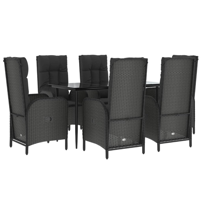 Set mobilier de grădină cu perne, 7 piese, negru, poliratan - WALTI WALTI