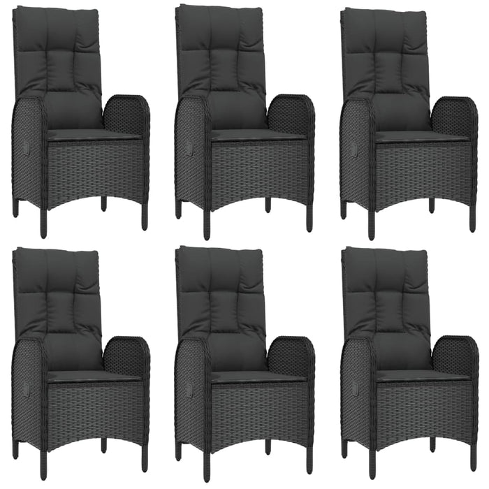 Set mobilier de grădină cu perne, 7 piese, negru, poliratan - WALTI WALTI