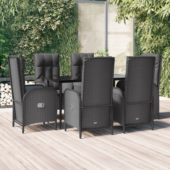 Set mobilier de grădină cu perne, 7 piese, negru, poliratan - WALTI WALTI