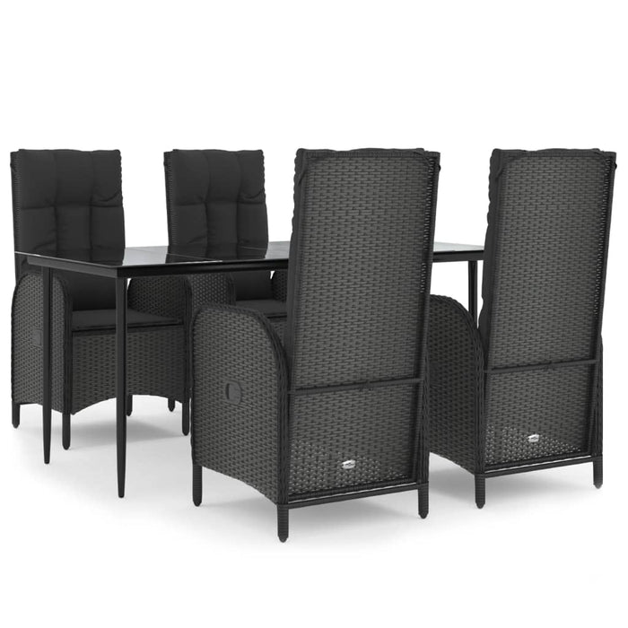 Set mobilier de grădină cu perne, 5 piese, negru, poliratan - WALTI WALTI