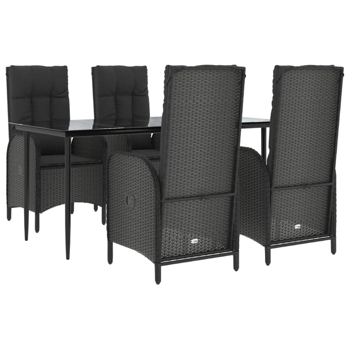 Set mobilier de grădină cu perne, 5 piese, negru, poliratan - WALTI WALTI