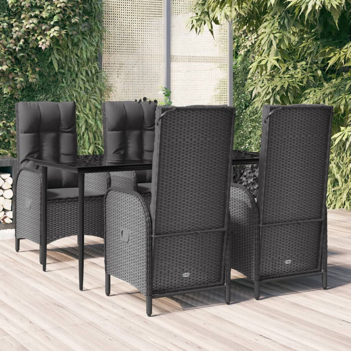Set mobilier de grădină cu perne, 5 piese, negru, poliratan - WALTI WALTI