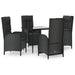 Set mobilier de grădină cu perne, 5 piese, negru, poliratan - WALTI WALTI