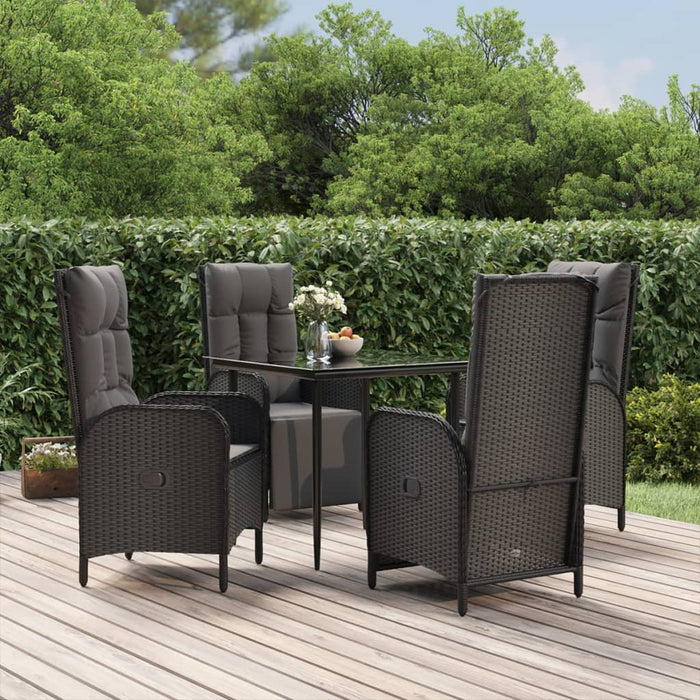Set mobilier de grădină cu perne, 5 piese, negru, poliratan - WALTI WALTI