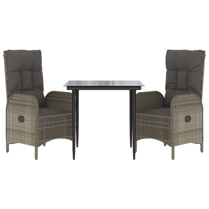 Set mobilier de grădină cu perne, 3 piese, negru/gri, poliratan - WALTI WALTI