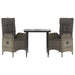 Set mobilier de grădină cu perne, 3 piese, negru/gri, poliratan - WALTI WALTI