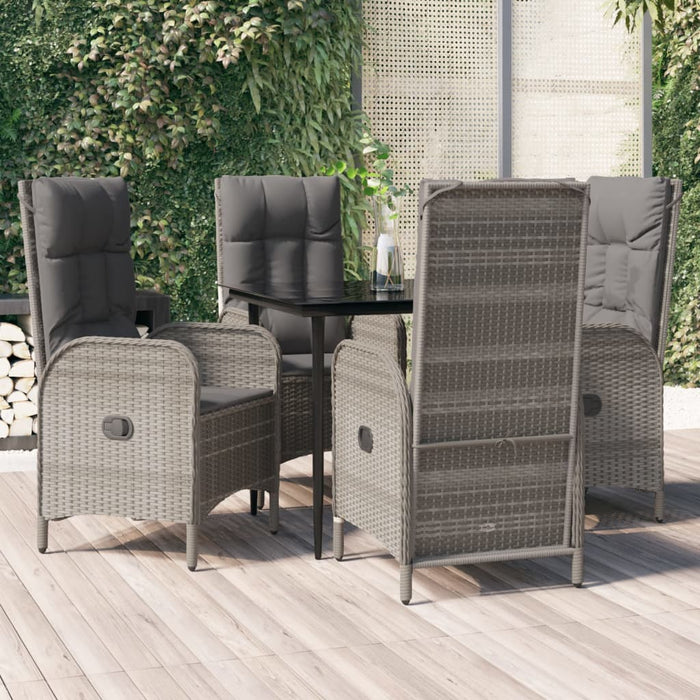 Set mobilier grădină cu perne, 5 piese, negru și gri, poliratan - WALTI WALTI