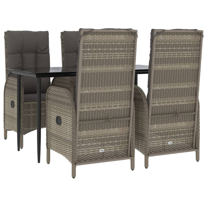 Set mobilier grădină cu perne, 5 piese, negru și gri, poliratan - WALTI WALTI