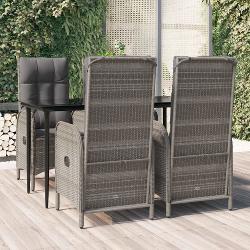 Set mobilier grădină cu perne, 5 piese, negru și gri, poliratan - WALTI WALTI