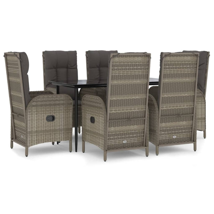Set mobilier de grădină cu perne, 7 piese, negru/gri, poliratan WALTI