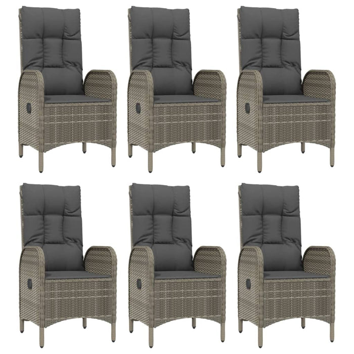 Set mobilier de grădină cu perne, 7 piese, negru/gri, poliratan WALTI