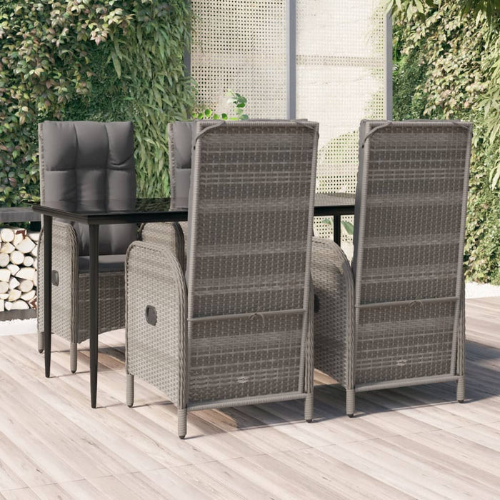 Set mobilier grădină cu perne, 5 piese, negru și gri, poliratan - WALTI WALTI