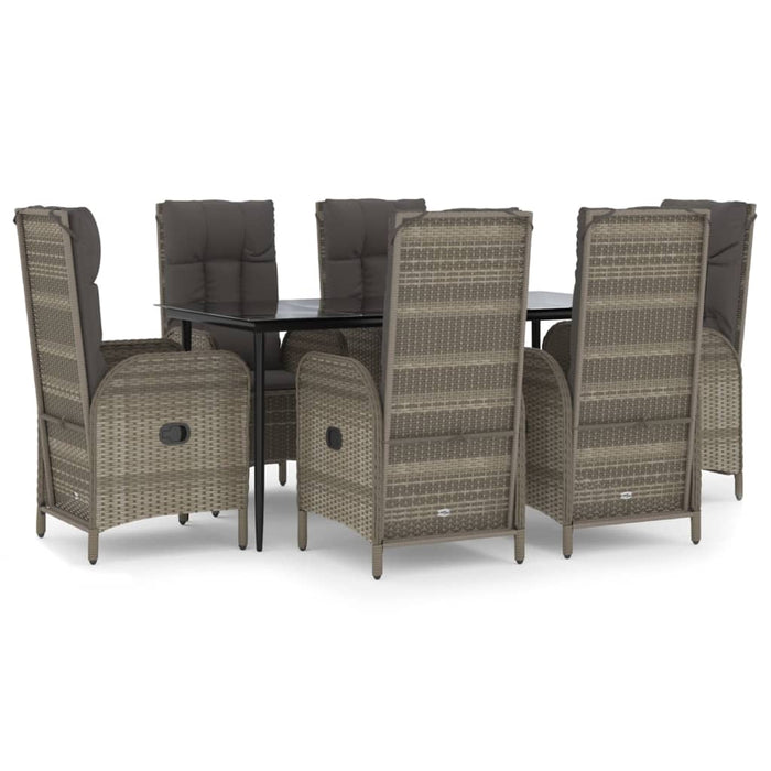 Set mobilier de grădină cu perne, 7 piese, negru/gri, poliratan WALTI