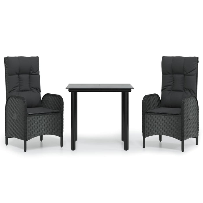 Set mobilier de grădină cu perne, 3 piese, negru, poliratan - WALTI WALTI