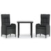 Set mobilier de grădină cu perne, 3 piese, negru, poliratan - WALTI WALTI