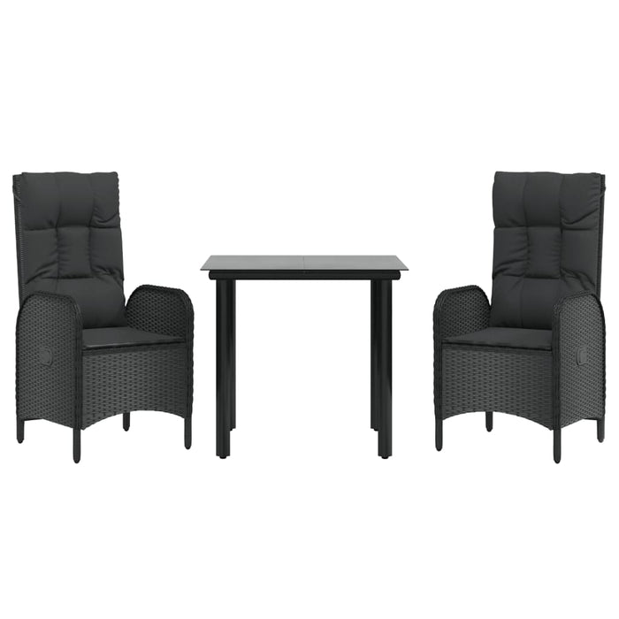 Set mobilier de grădină cu perne, 3 piese, negru, poliratan - WALTI WALTI