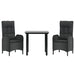 Set mobilier de grădină cu perne, 3 piese, negru, poliratan - WALTI WALTI