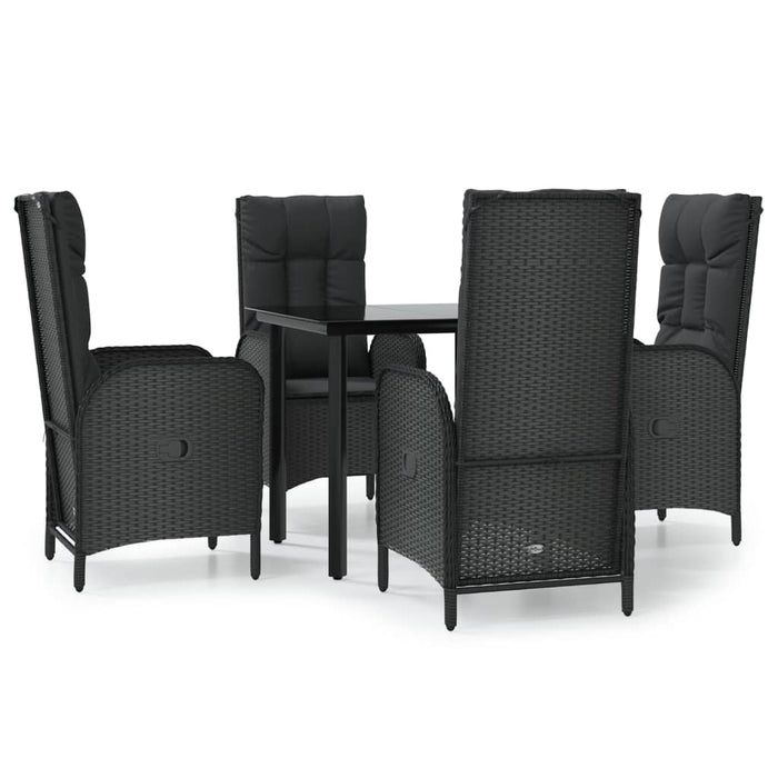 Set mobilier de grădină cu perne, 5 piese, negru, poliratan WALTI