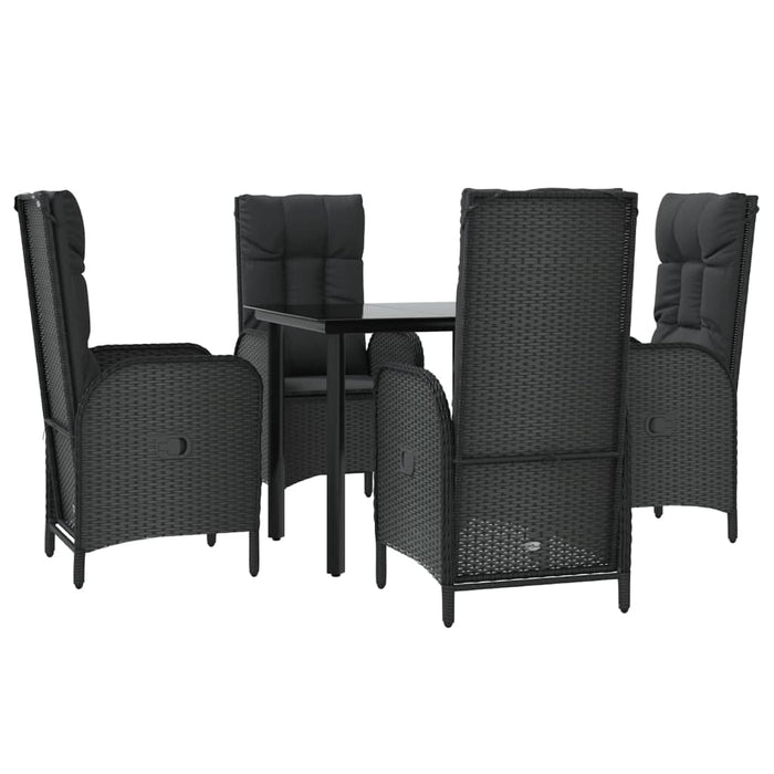 Set mobilier de grădină cu perne, 5 piese, negru, poliratan WALTI