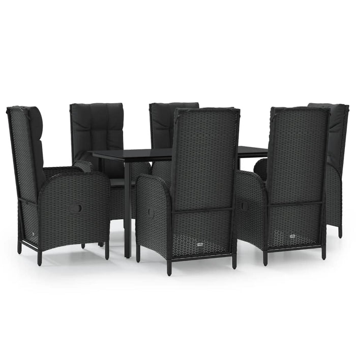 Set mobilier de grădină cu perne, 7 piese, negru, poliratan - WALTI WALTI