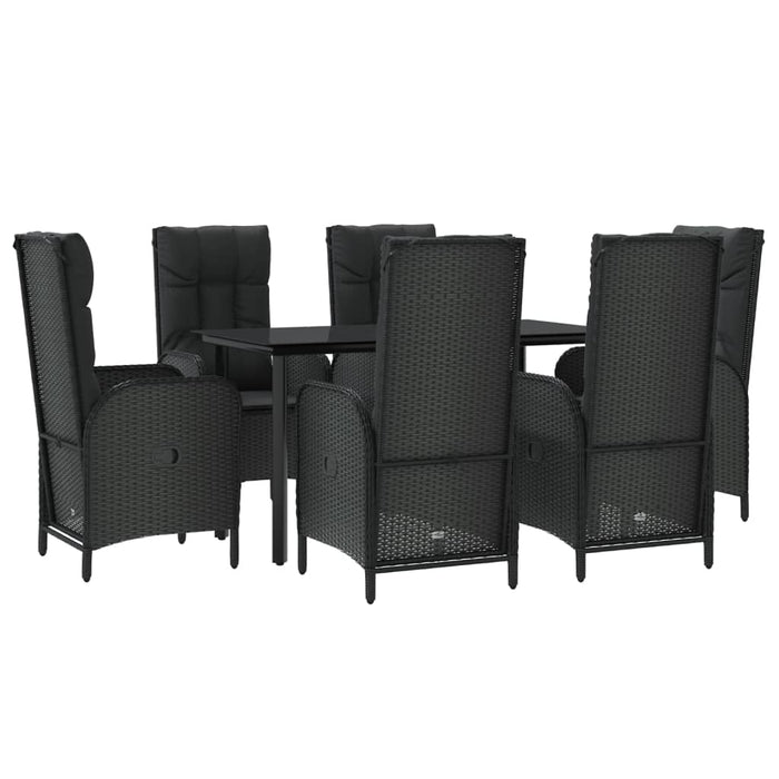 Set mobilier de grădină cu perne, 7 piese, negru, poliratan - WALTI WALTI