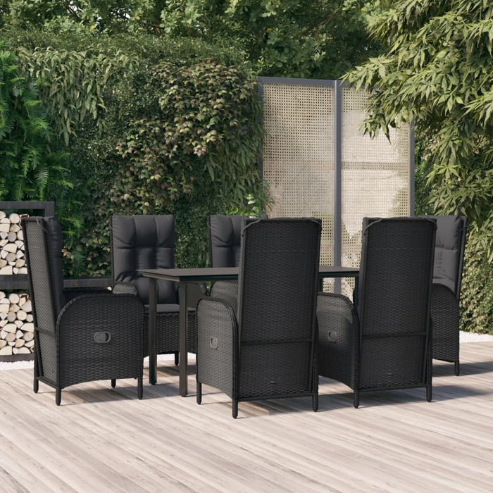 Set mobilier de grădină cu perne, 7 piese, negru, poliratan - WALTI WALTI