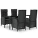 Set mobilier de grădină cu perne, 5 piese, negru, poliratan - WALTI WALTI