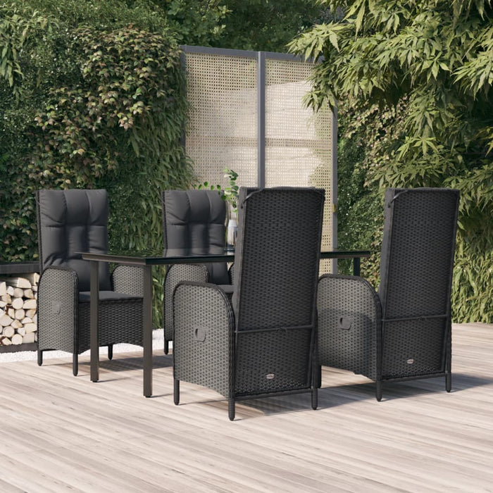 Set mobilier de grădină cu perne, 5 piese, negru, poliratan - WALTI WALTI