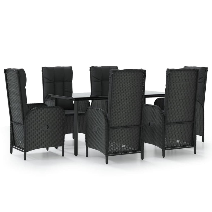 Set mobilier de grădină cu perne, 7 piese, negru, poliratan - WALTI WALTI