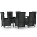 Set mobilier de grădină cu perne, 7 piese, negru, poliratan - WALTI WALTI