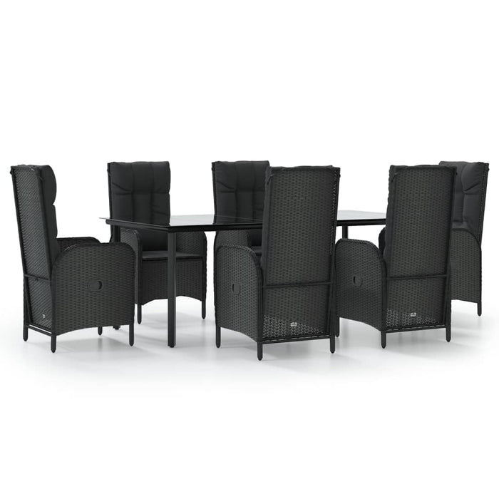 Set mobilier de grădină cu perne, 7 piese, negru, poliratan - WALTI WALTI