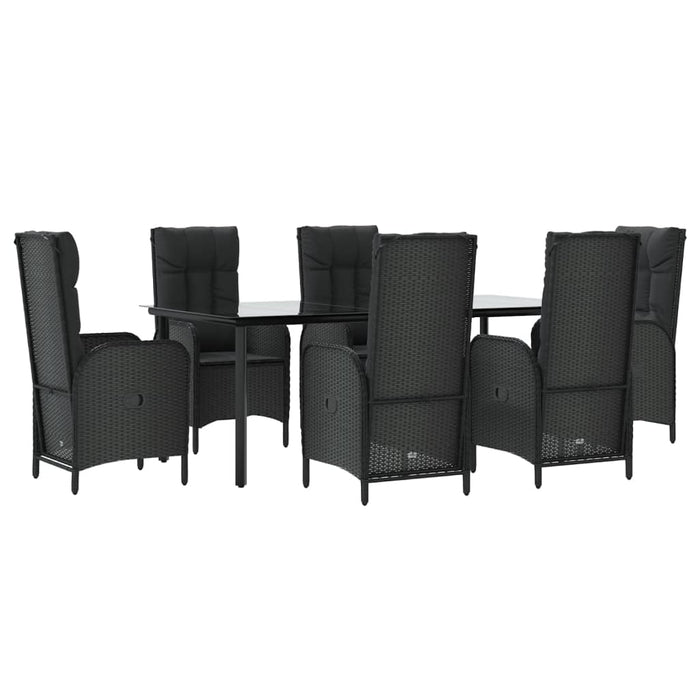 Set mobilier de grădină cu perne, 7 piese, negru, poliratan - WALTI WALTI