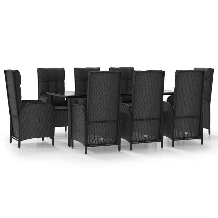Set mobilier de grădină cu perne, 9 piese, negru, poliratan - WALTI WALTI