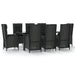 Set mobilier de grădină cu perne, 9 piese, negru, poliratan - WALTI WALTI